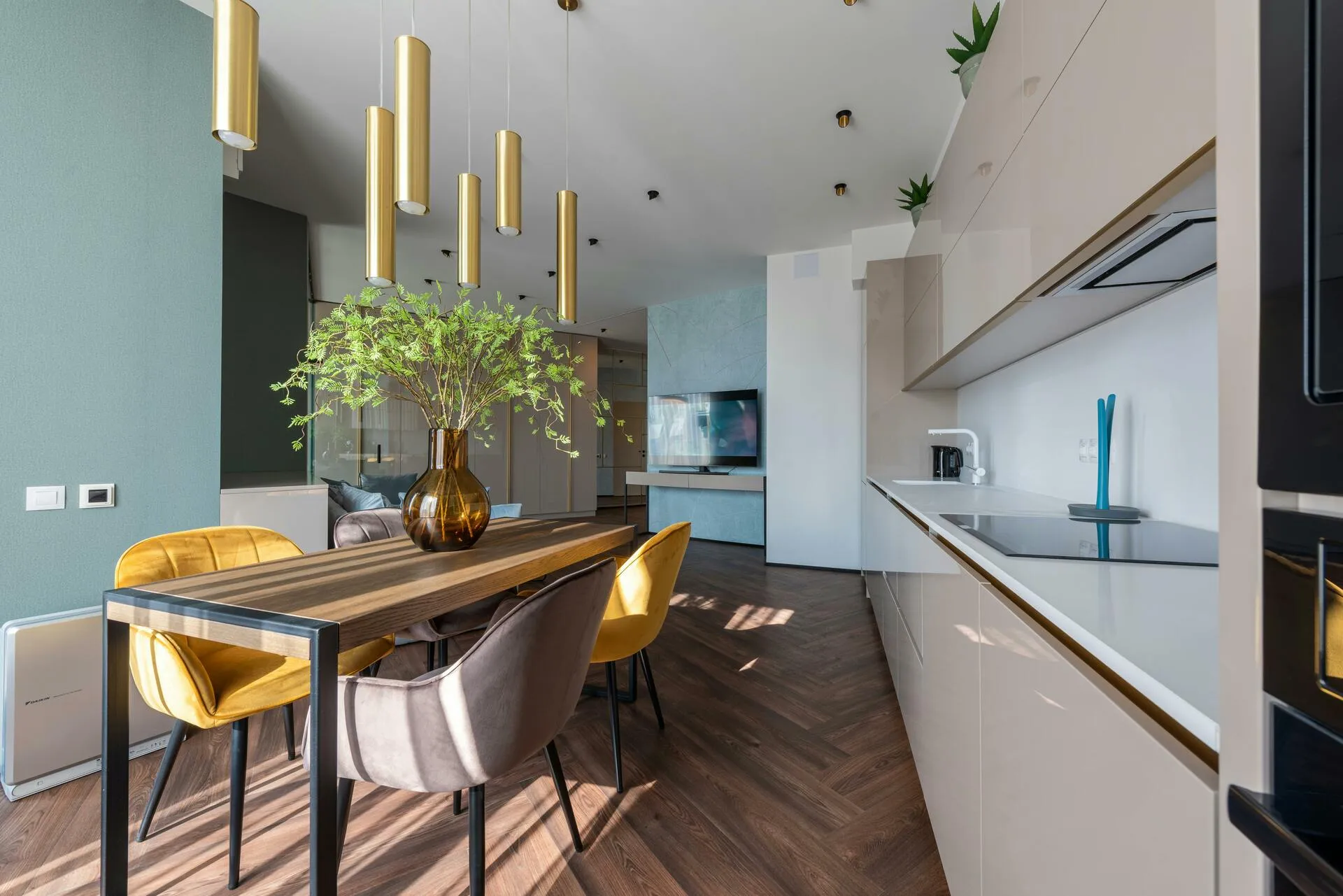 Bright, modern kitchen and dining space in a light-filled Vancouver apartment